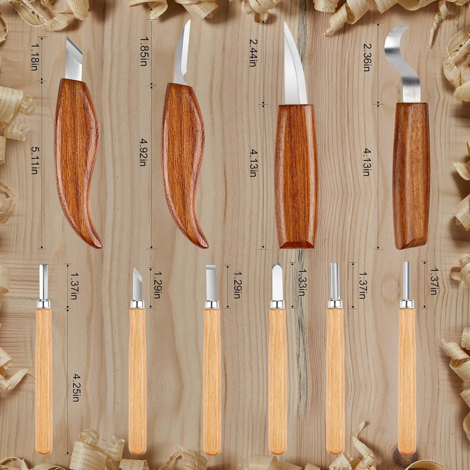 26-in-1 Wood Carving Kit with Detail Wood Carving Knife, Whittling Knife, Wood Chisel Knife, Gloves, Carving Knife Sharpener for Spoon, Bowl, Kuksa Cup (26PCS) - Image 2