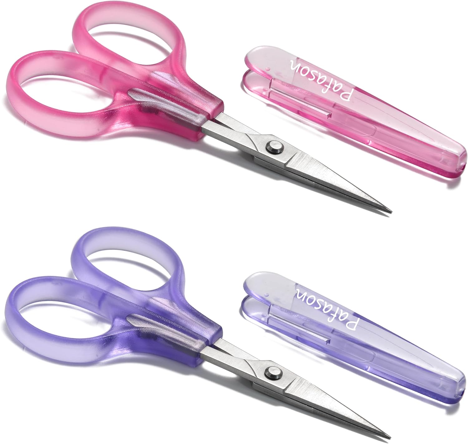 PAFASON 4" Stainless Steel Detail Craft Scissors Set with Straight & Precise Tips & Safety Cap Ergonomic Handle Perfect for Paper Cutting Sewing Crafting Quilting