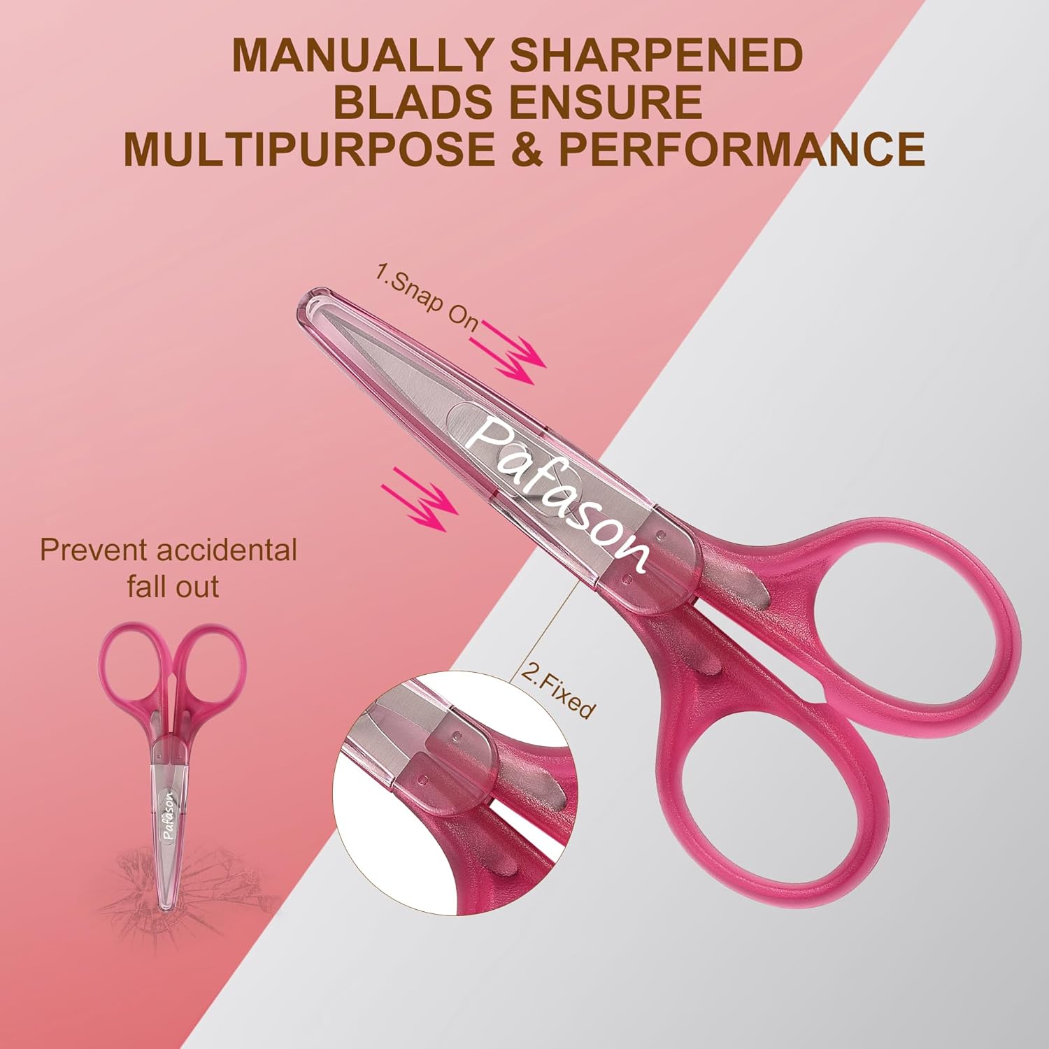 PAFASON 4" Stainless Steel Detail Craft Scissors Set with Straight & Precise Tips & Safety Cap Ergonomic Handle Perfect for Paper Cutting Sewing Crafting Quilting - Image 4