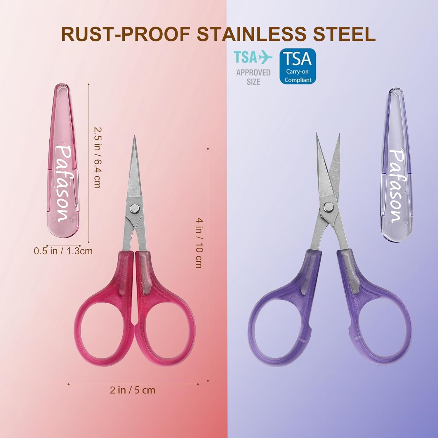 PAFASON 4" Stainless Steel Detail Craft Scissors Set with Straight & Precise Tips & Safety Cap Ergonomic Handle Perfect for Paper Cutting Sewing Crafting Quilting - Image 7