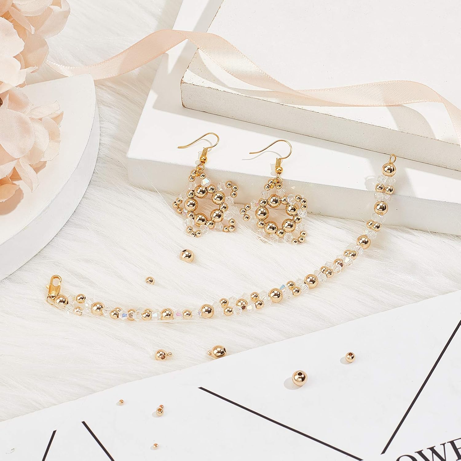 PH PandaHall 14K Gold Plated Spacer Beads, 300pcs Round Brass Beads 5 Size Metal Smooth Beads Seamless Ball Beads Long-lasting Little Beads for Summer Bracelet Necklace Jewelry DIY Crafts(2/3/4/5/6mm) - Image 6