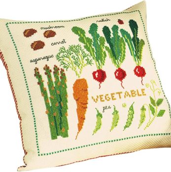 オリムパス製絲 クロスステッチ 刺しゅうキット クッション サラダ・ガーデン ベージュ 5970