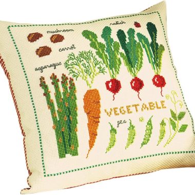 オリムパス製絲 クロスステッチ 刺しゅうキット クッション サラダ・ガーデン ベージュ 5970