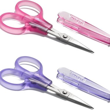 PAFASON 4″ Stainless Steel Detail Craft Scissors Set with Straight & Precise Tips & Safety Cap Ergonomic Handle Perfect for Paper Cutting Sewing Crafting Quilting