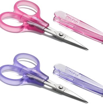 PAFASON 4″ Stainless Steel Detail Craft Scissors Set with Straight & Precise Tips & Safety Cap Ergonomic Handle Perfect for Paper Cutting Sewing Crafting Quilting